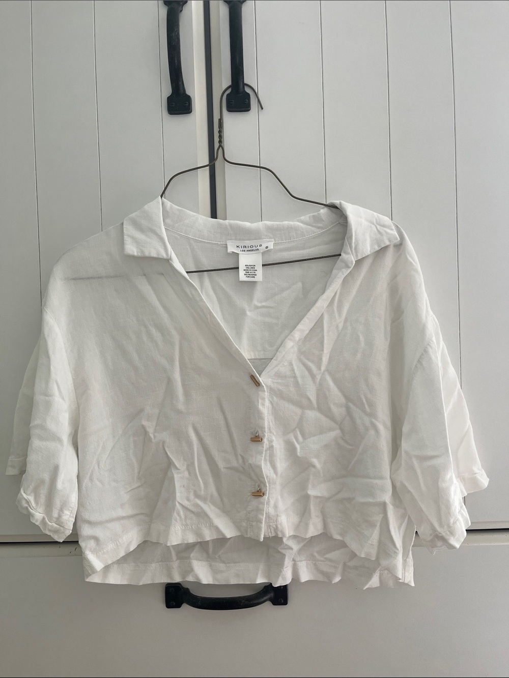 KIRIOUS LOS ANGELES Button Down Crop Top